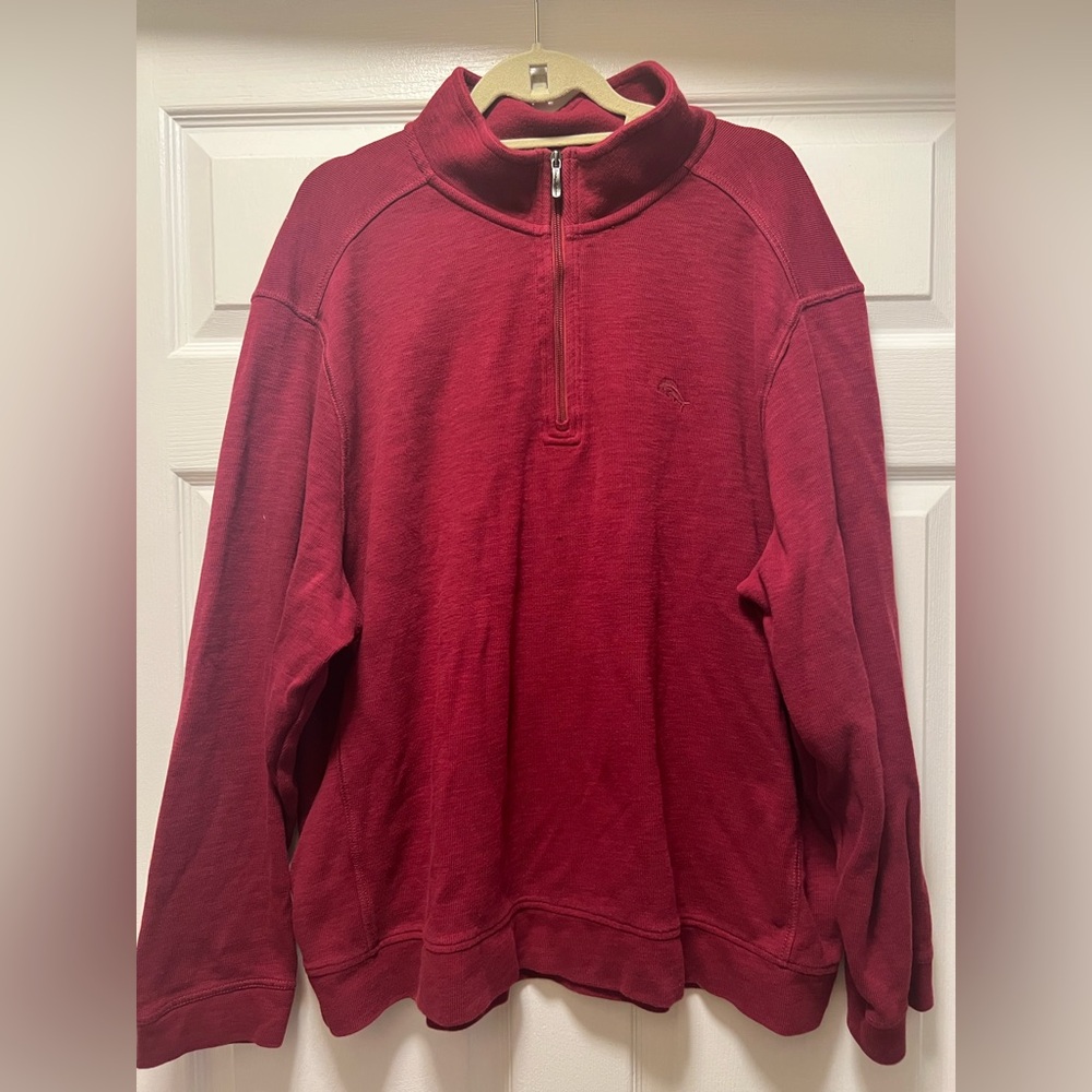 Tommy Bahama Men's Burgundy Red Half Zip-Up Sweater